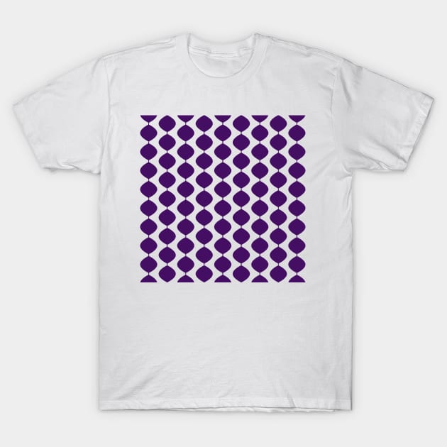 Mid Century Modern Retro 60s Waves Pattern  (Violet Dark) T-Shirt by Makanahele